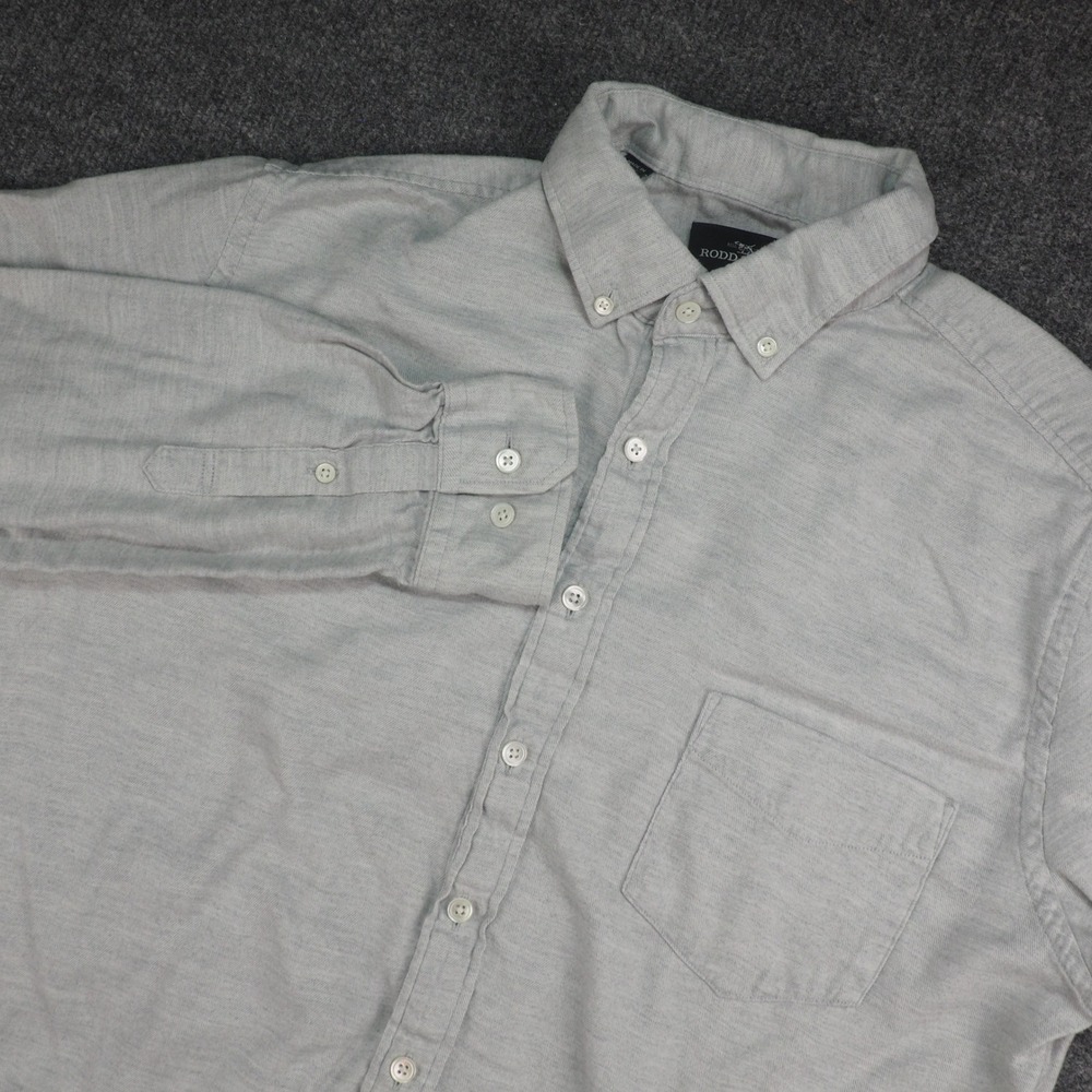 Rodd & Gunn Shirt Mens Large Long Sleeve Gray Solid Button Down Casual Classic